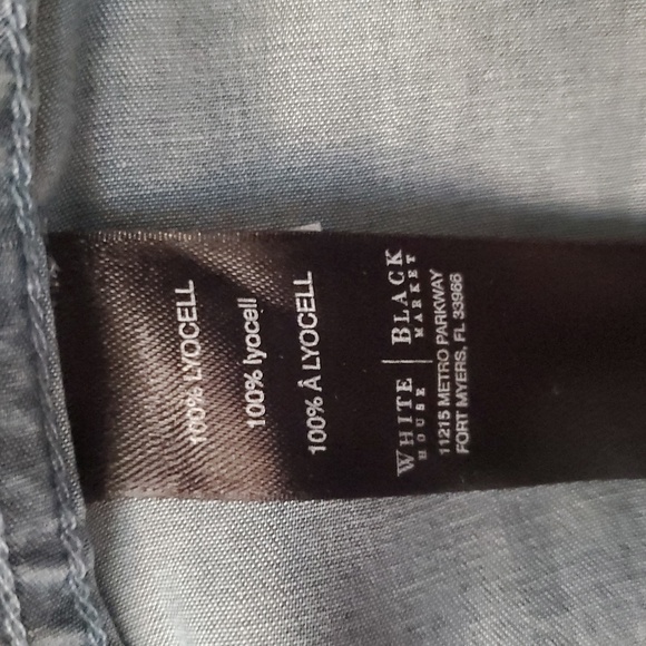 White House Black Market Blue Chambray Long Sleeve Button Down Shirt Size 10 - Picture 9 of 9
